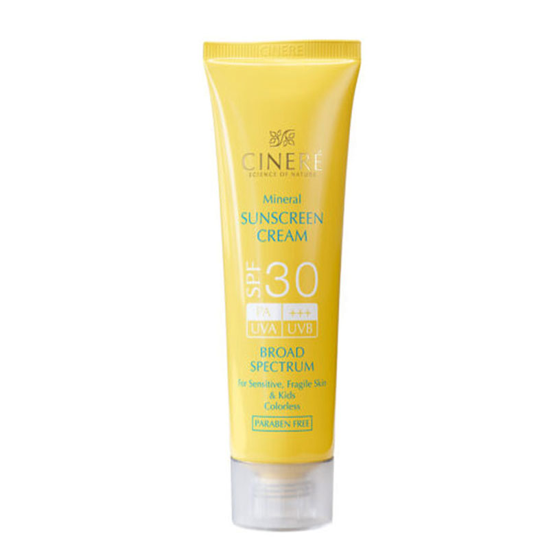 کرم ضدآفتاب بی رنگ SPF30 سینره مناسب پوست های حساس