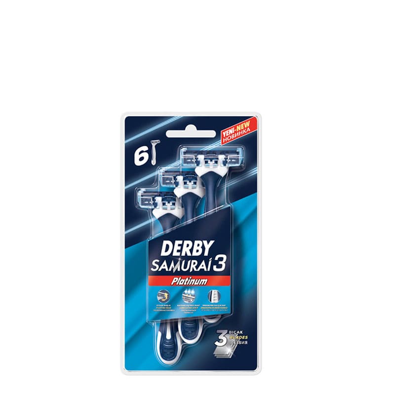 خود تراش مدل samurai3 پلاتینیوم بسته 6 عددی دربی
