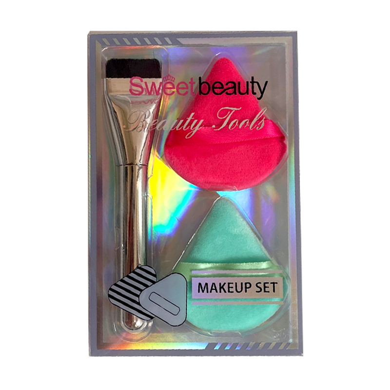 پک سه عددی براش تخت کرم پودر و پد مثلثی